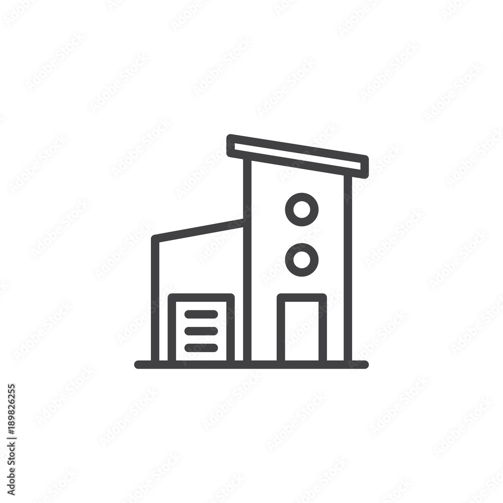 Two storey house with garage line icon, outline vector sign, linear style pictogram isolated on white. Symbol, logo illustration. Editable stroke Two storey house with garage line icon, outline vector sign, linear style pictogram isolated on white. Symbol, logo illustration. Editable stroke