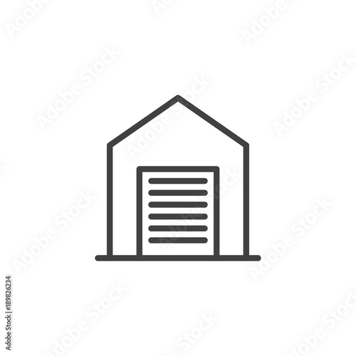 Garage line icon, outline vector sign, linear style pictogram isolated on white. Shed symbol, logo illustration. Editable stroke