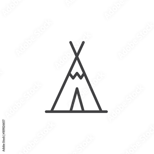 Photo Wigwam line icon, outline vector sign, linear style pictogram isolated on white