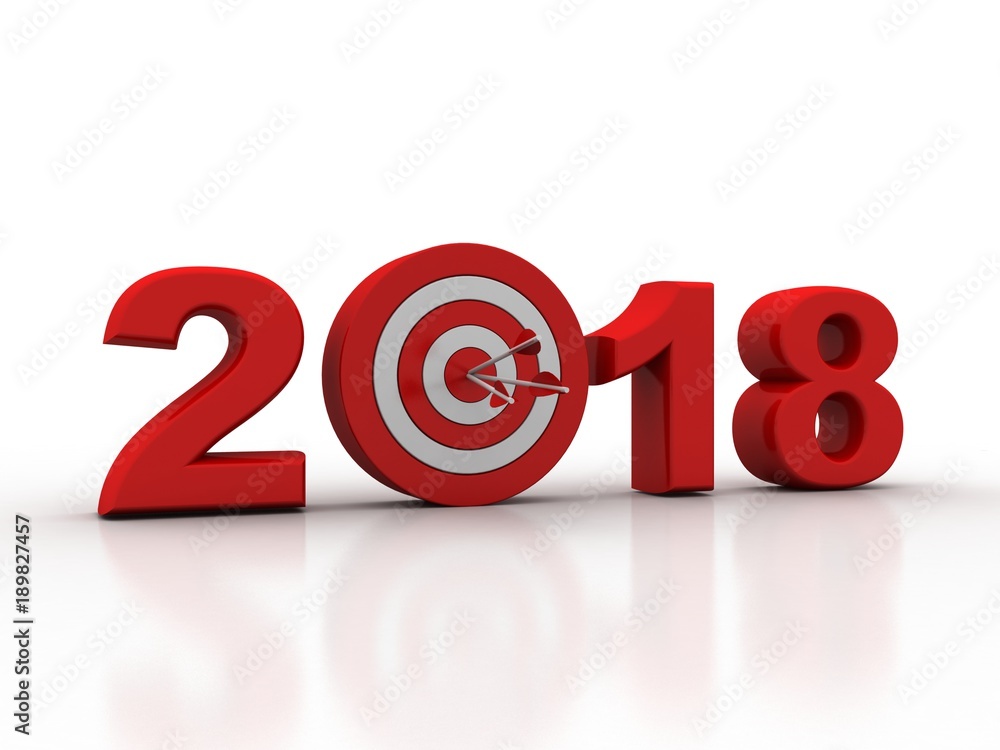 Happy New Year 2018 with target concept, 3D rendering
Happy New Year 2018 with target concept, 3D rendering