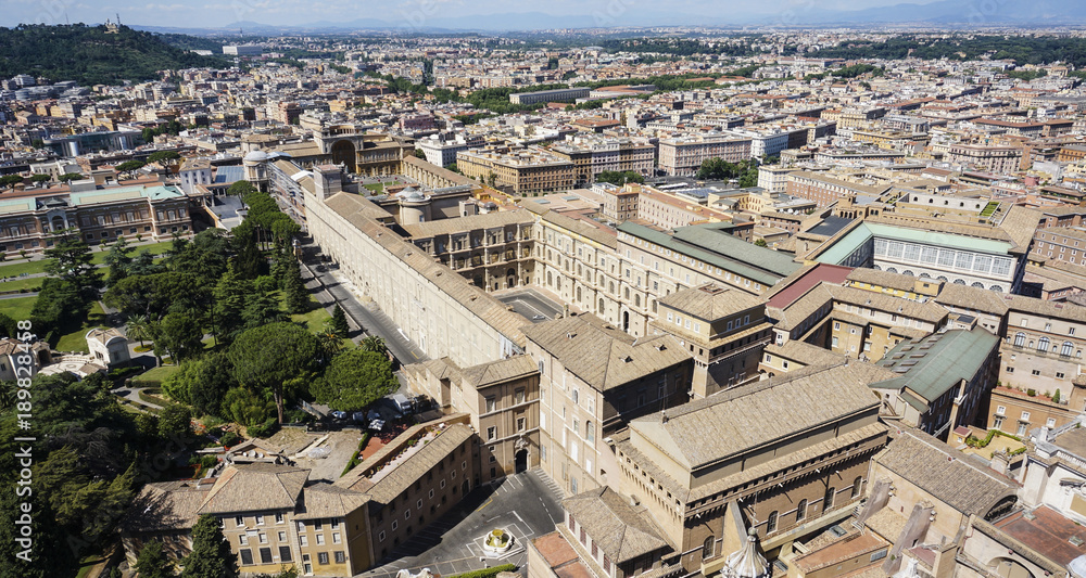 Panorama View of  Rome city from top of St. Peter's Basilica, Rome Italy
