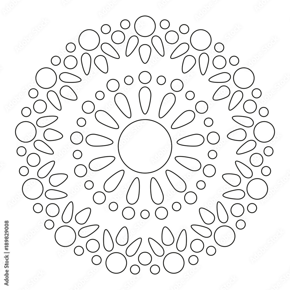 Simple Mandala Shape for Coloring. Vector Mandala. Floral. Flower. Oriental. Book Page. Outline.