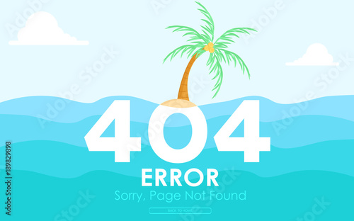 404  island error page not found  flat vector