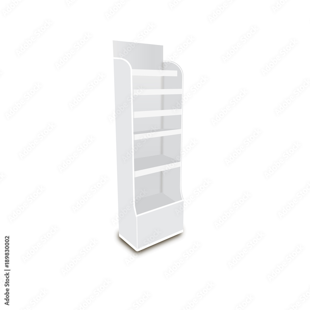 White Long Blank Empty Showcase Displays With Retail Shelves. 3D Products On White Background Isolated. Ready For Your Design Avy Scott White Long Blank Empty Showcase Displays With Retail Shelves. 3D Products On White Background Isolated. Ready For Your Design Avy Scott