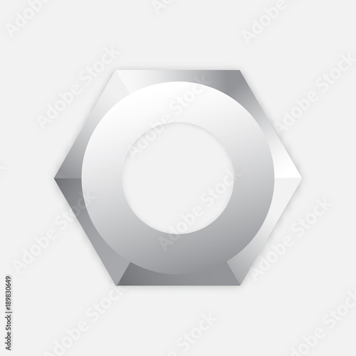 Screws logo. Screw nut vector icon logo.  Realistic image of a nut on a gray backgroundFlat design. Vector illustration EPS10.