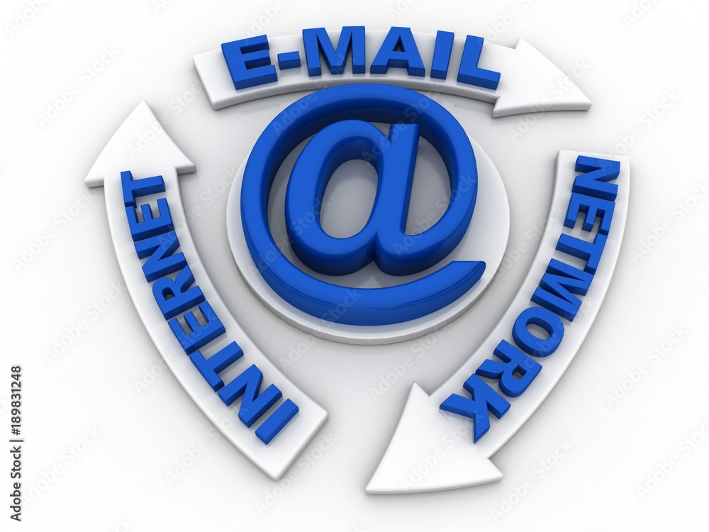 3d illustration Network community concept .e mail sign 3d illustration Network community concept .e mail sign