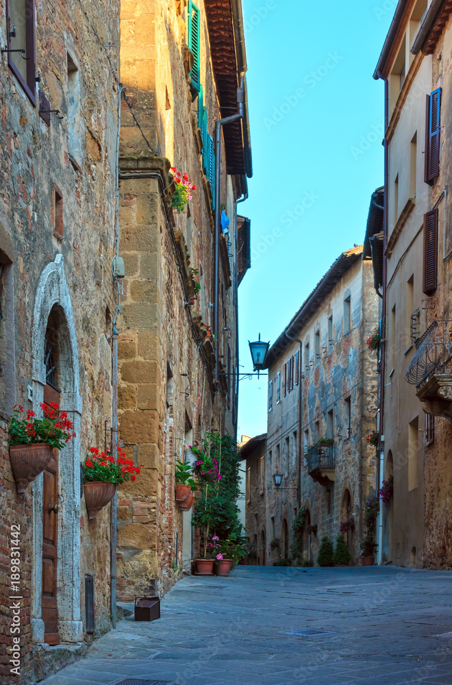Fototapeta premium Pienza street, Tuscany, Italy