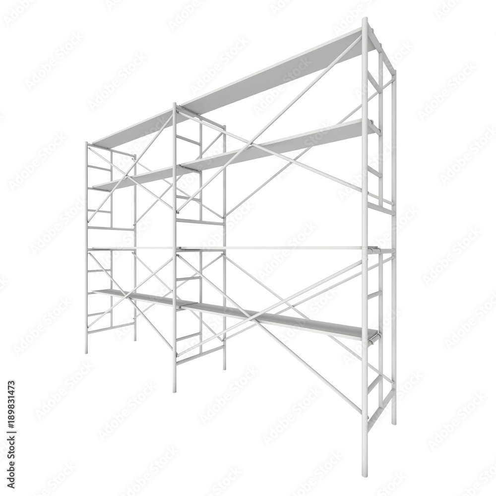 Scaffolding metal construction isolated on white. 3d render illustration Scaffolding metal construction isolated on white. 3d render illustration
