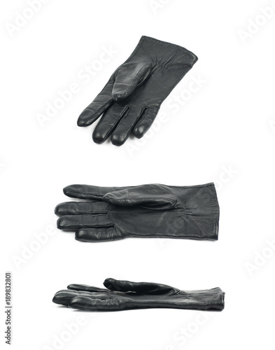 Sinlge black leather glove isolated