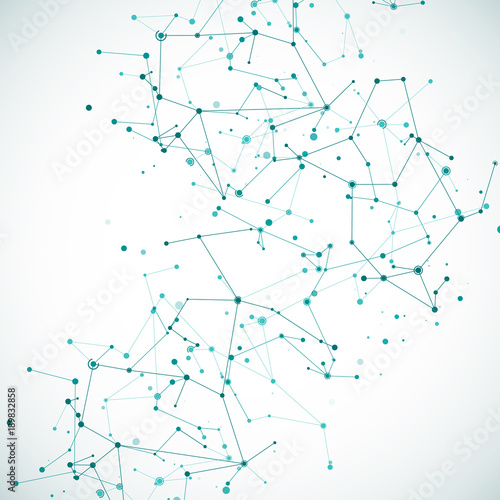 Intricacy node molecular or atomic structure pattern. Polygonal big data .complex array framework. Abstract network structure. Vector illustration