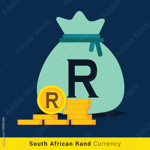 South African Rand Money bag icon with sign