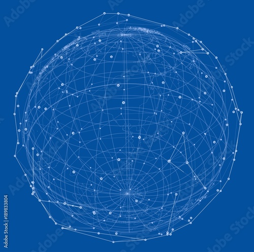 Close up of Earth and network lines on top of it