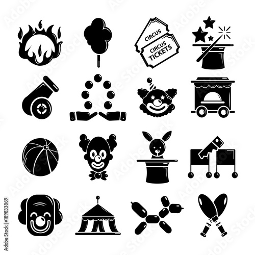Circus icons set, simple style