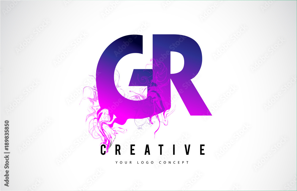 GR G R Purple Letter Logo Design with Liquid Effect Flowing GR G R Purple Letter Logo Design with Liquid Effect Flowing