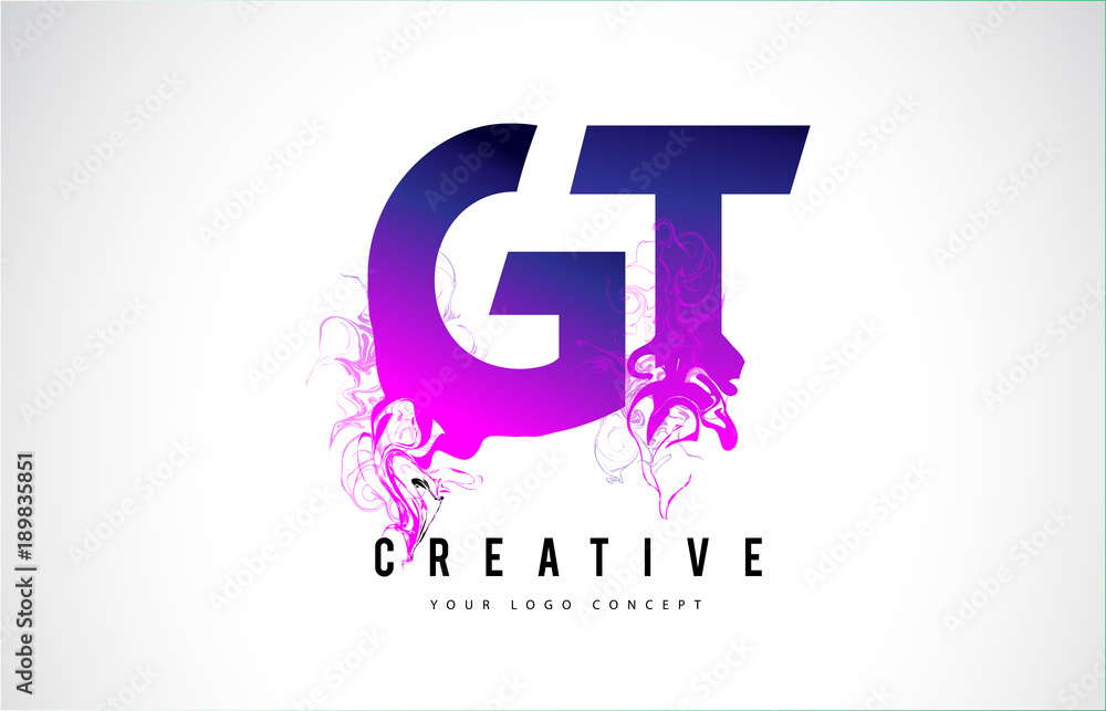 GT G T Purple Letter Logo Design with Liquid Effect Flowing GT G T Purple Letter Logo Design with Liquid Effect Flowing