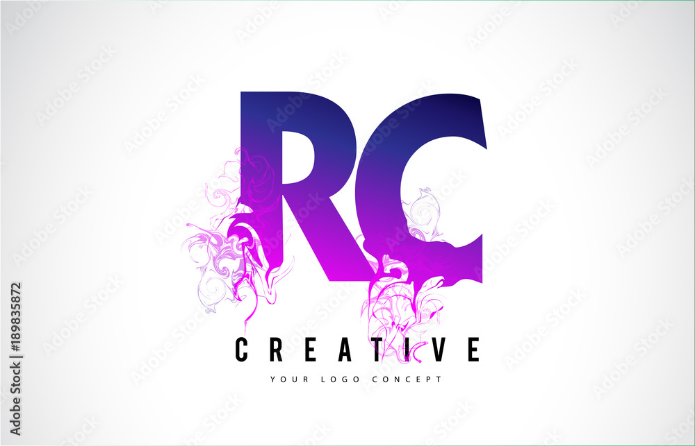 RC R C Purple Letter Logo Design with Liquid Effect Flowing RC R C Purple Letter Logo Design with Liquid Effect Flowing