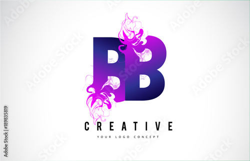 BB B B Purple Letter Logo Design with Liquid Effect Flowing
