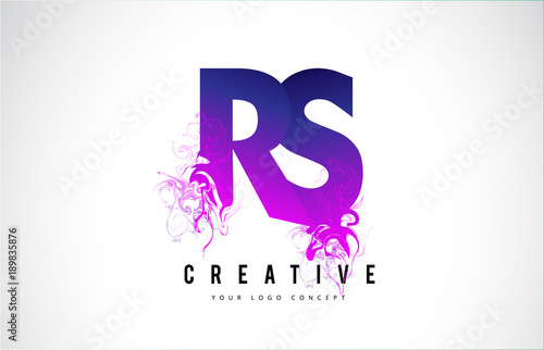 RS R S Purple Letter Logo Design with Liquid Effect Flowing