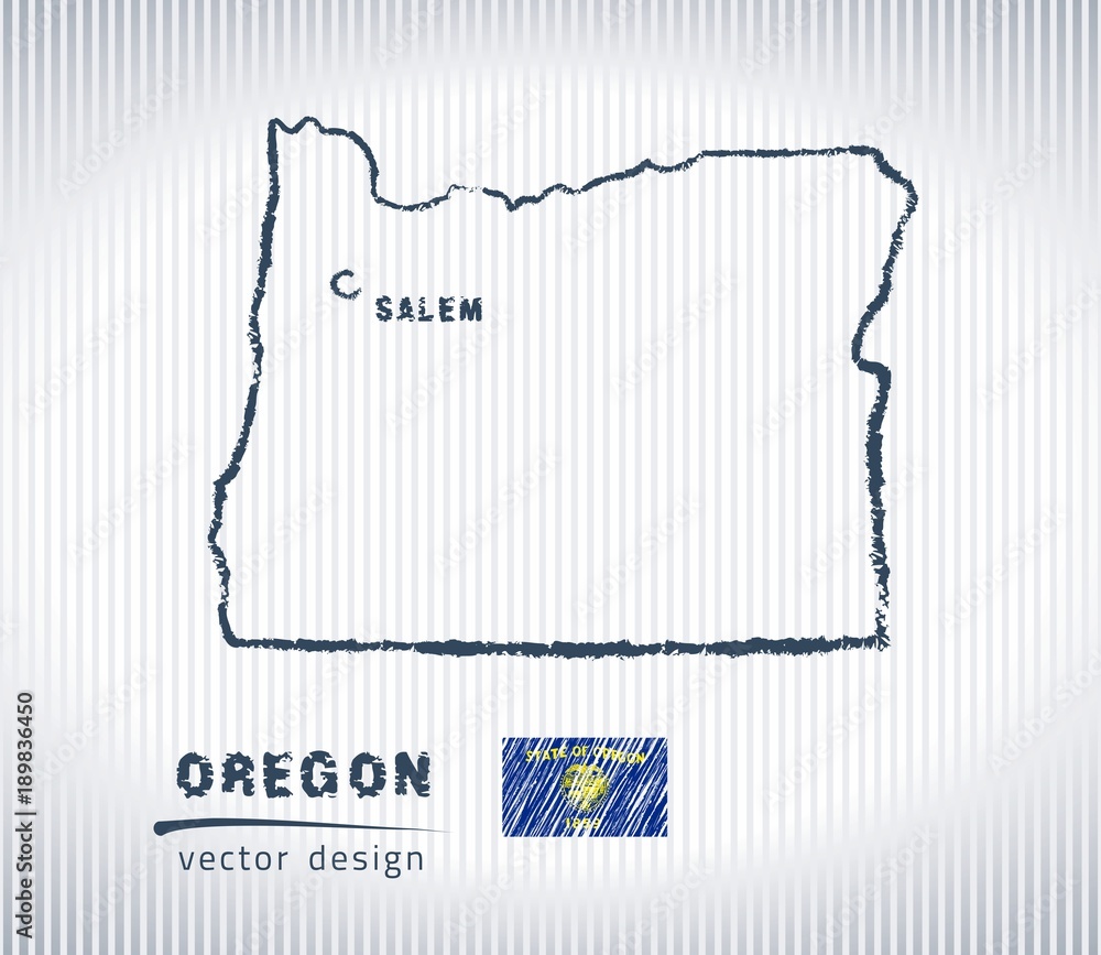 Oregon national vector drawing map on white background