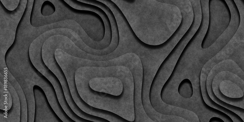 Gray Seamless Topographic Landscape Background. Wavy Relief Illustration Texture.