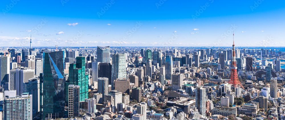 東京 青空と都市風景 ワイド
