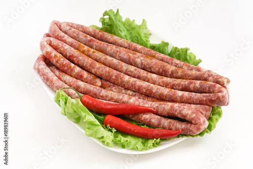 raw sausage with pepper