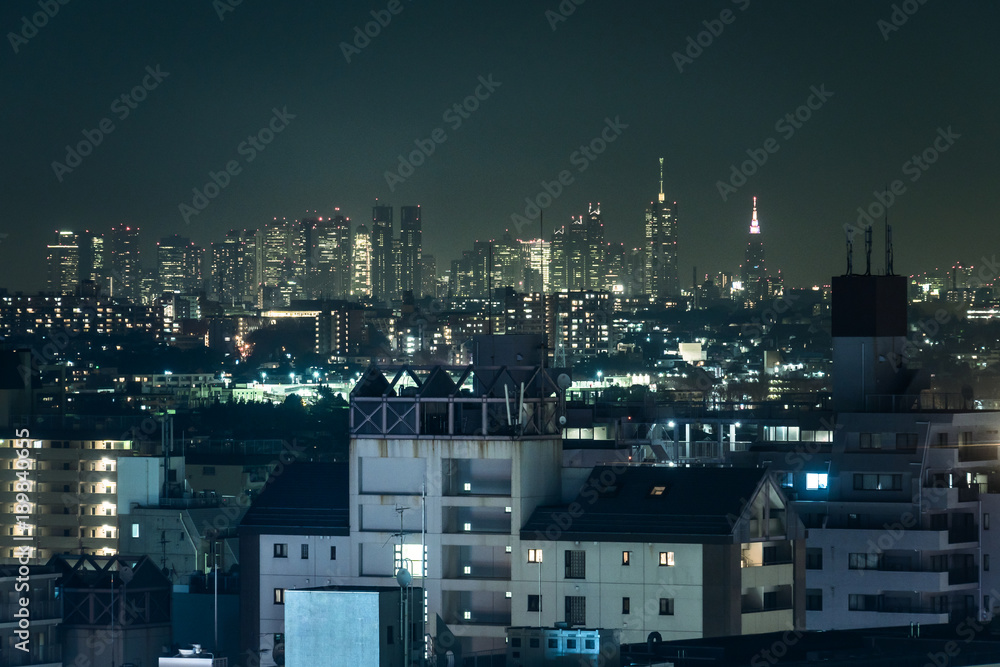 東京郊外から見る都心の夜景