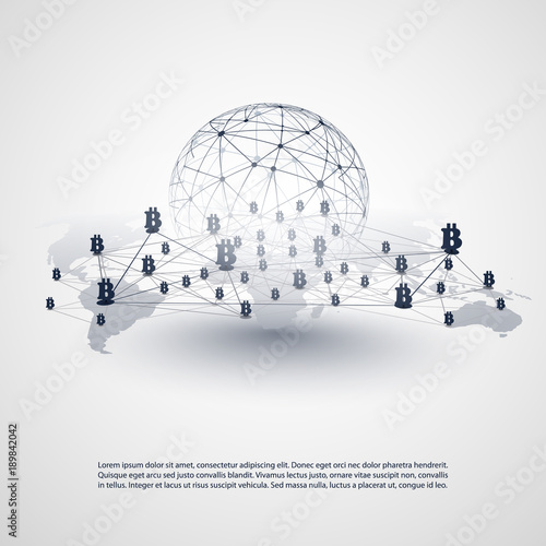 Networks - Business and Global Financial Connections, Cryptocurrency, Bitcoin Trading, Online Banking and Money Transfer Concept Design, Vector Illustration