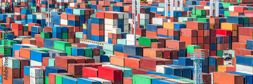 Obraz na płótnie Containerhafen Panorama Hintergrund w salonie