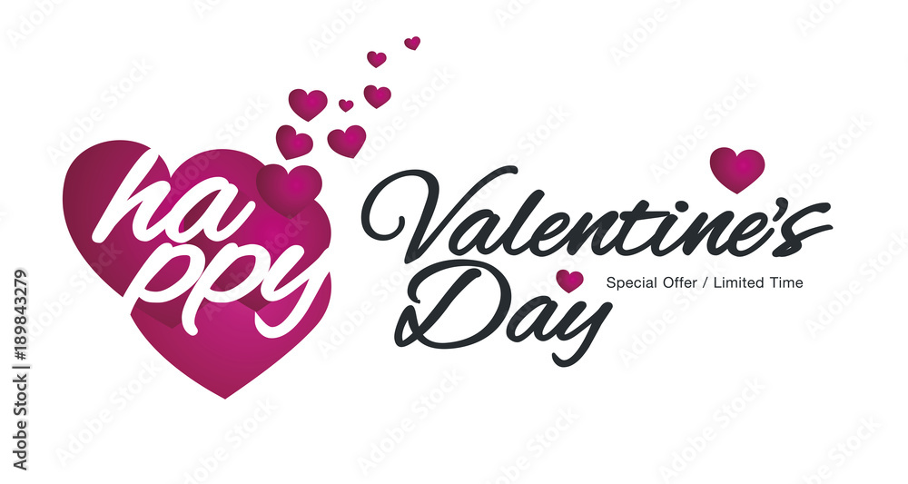 Happy Valentine Day with hearts logo sale banner