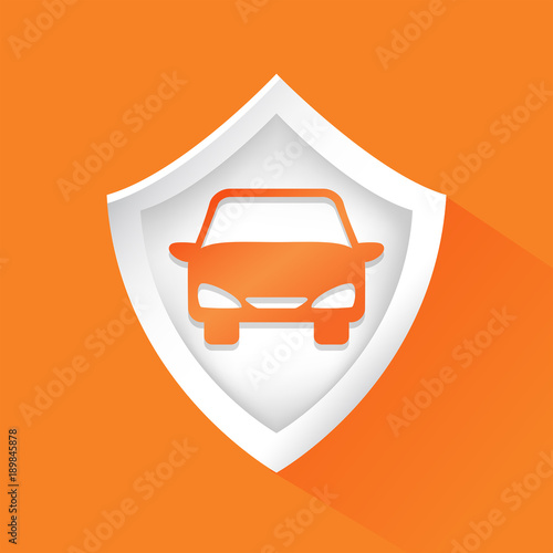 Car and shield vector icon, protection concept. photo