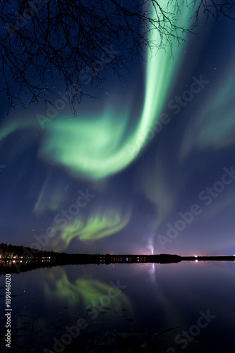 Obraz na plátně Northern lights in Oulu Finland