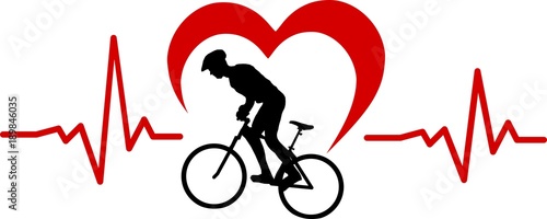 Silhouette Radfahrer Herz