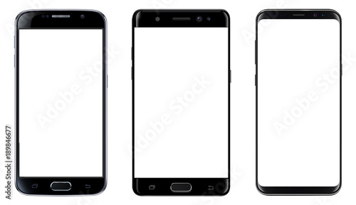 Smartphones, mobile phones isolated with blank screen, set of vector mockups.