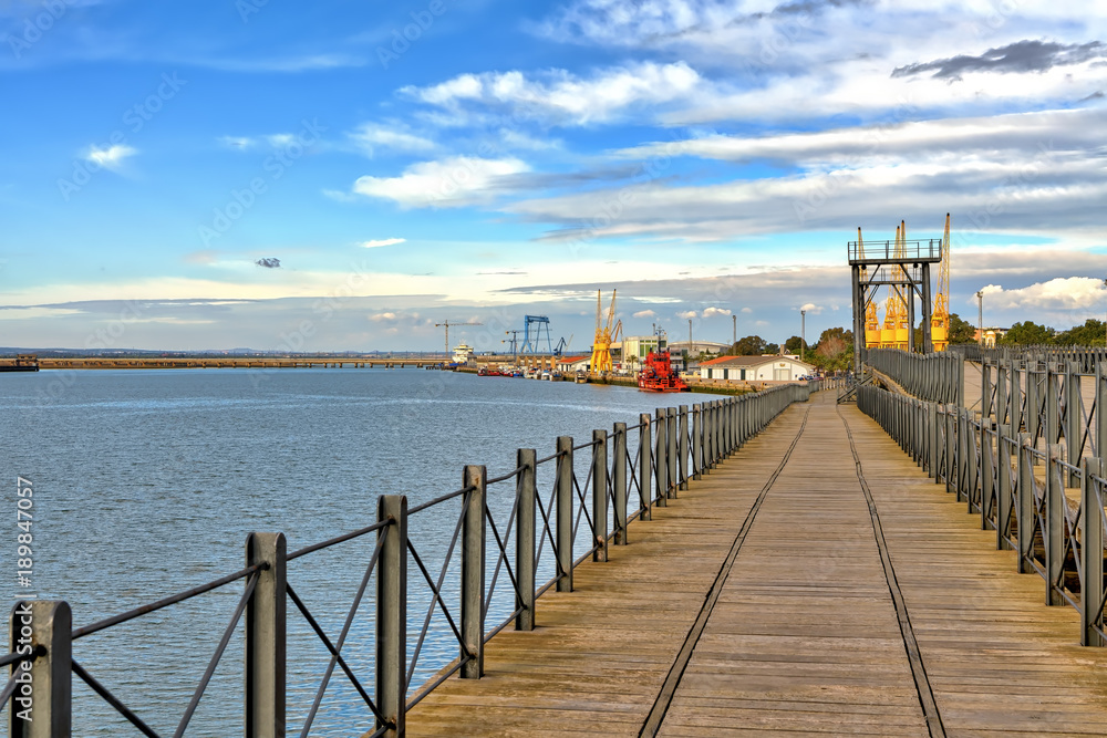 Old Tinto river pier in the port of Huelva, Andalusia, Spain.