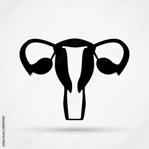 Black silhouette of uterus vector icon.