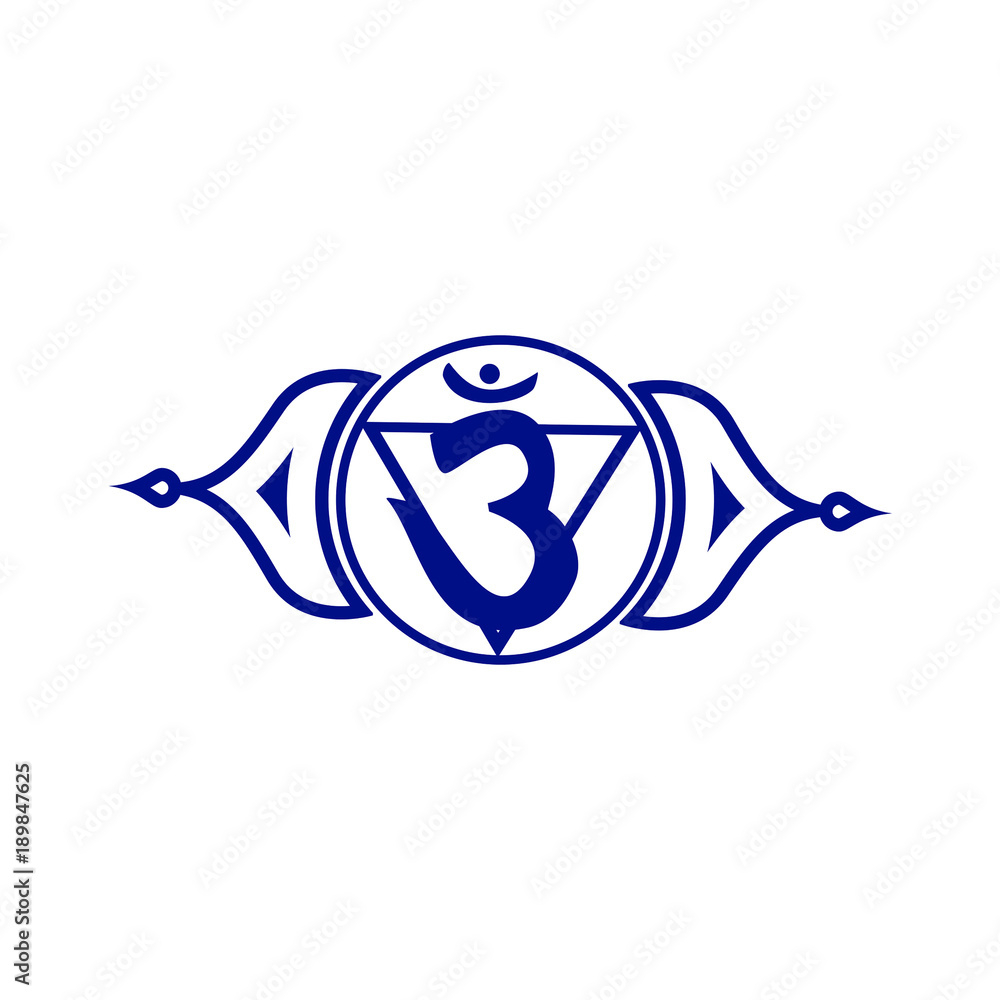Circle mandala pattern. Ajna chakra vector illustration. Stock Vector