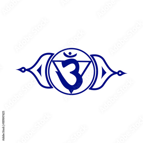 Circle mandala pattern. Ajna chakra vector illustration.