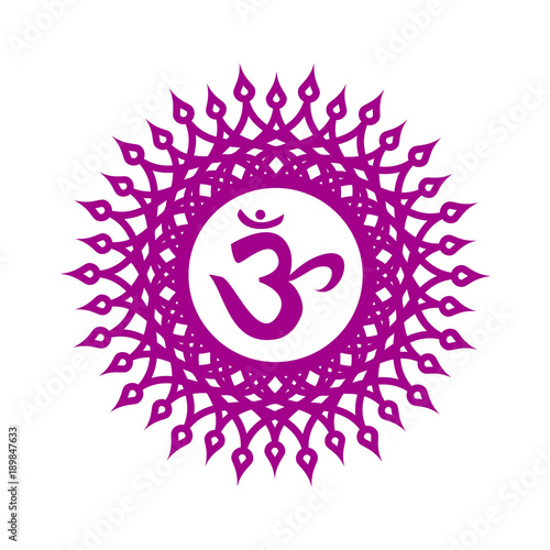 Circle mandala pattern. Sahasrara chakra vector illustration.