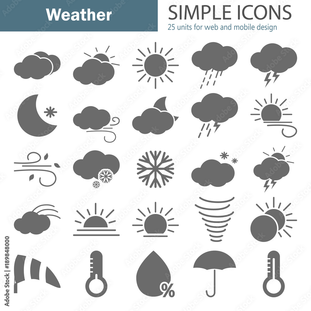 Weather simple icons set for web and mobile design Weather simple icons set for web and mobile design