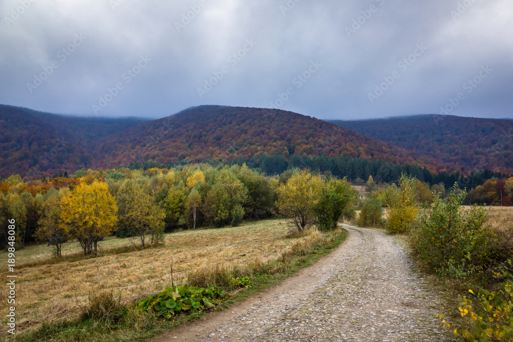 Rawka Mount in Bieszczady mountains at autumn, Podkarpackie, Poland