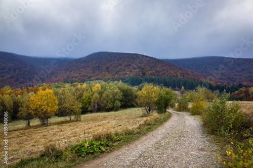 Rawka Mount in Bieszczady mountains at autumn, Podkarpackie, Poland