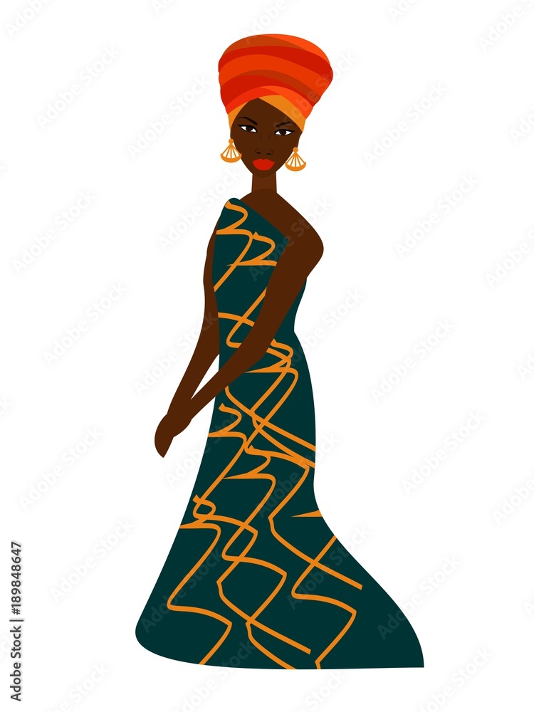 african girl on white background 