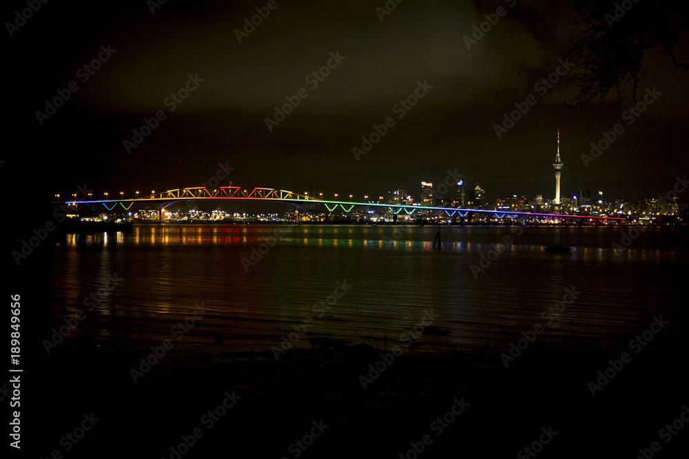 Auckland harbour bridge light show