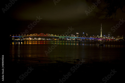 Auckland harbour bridge light show © Andrew