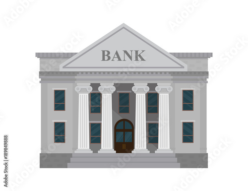 Bank building isolated on white background. Vector illustration. Flat style.