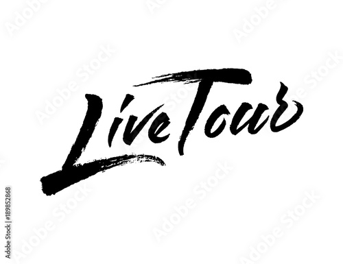 Creative Live Tour logo design. Vector lettering with brush texture. Hand drawn typography