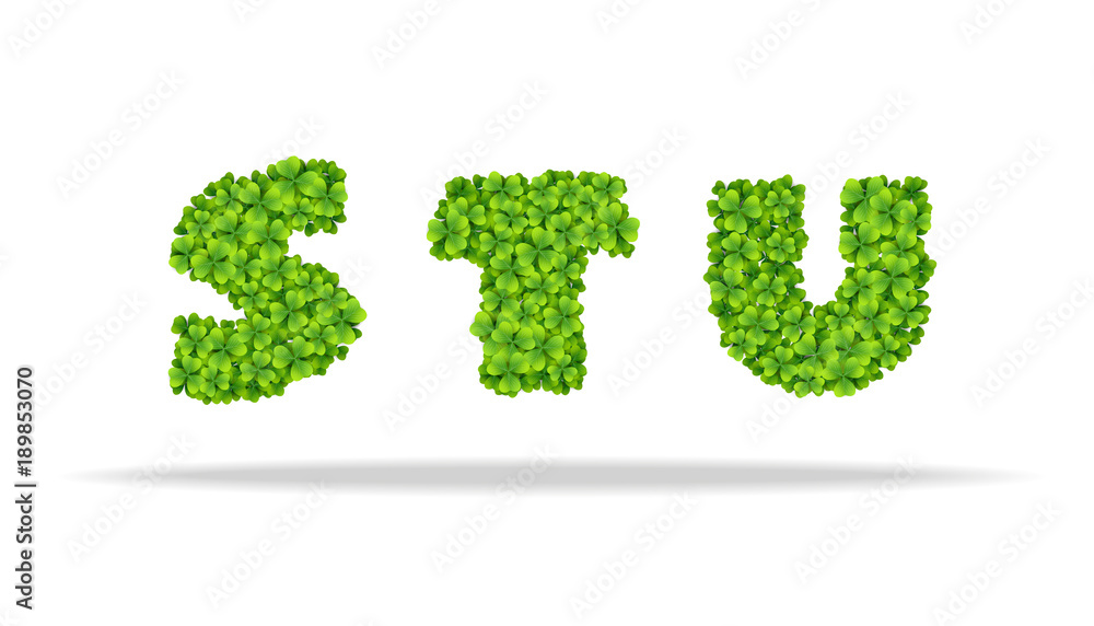 Alfavit from the leaves of the clover. Letters STU.