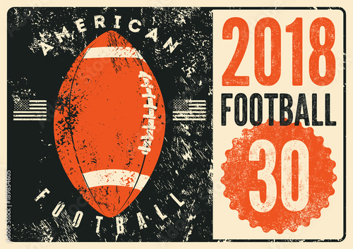 American football typographical vintage grunge style poster. Retro vector illustration.