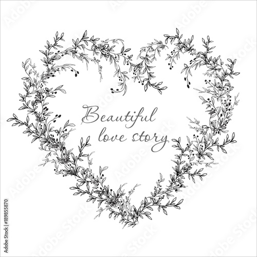 Valentine's Day. Heart of flowers. A beautiful love story.